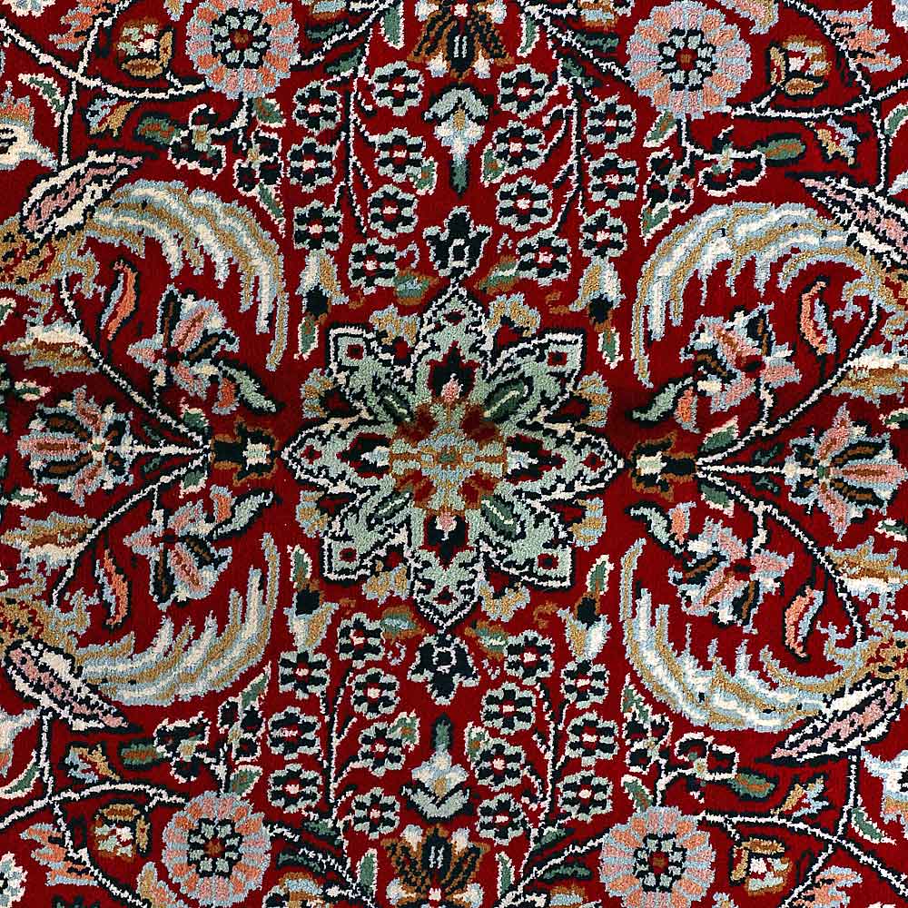 Red Janwardar Carpet - KashmirBox.com