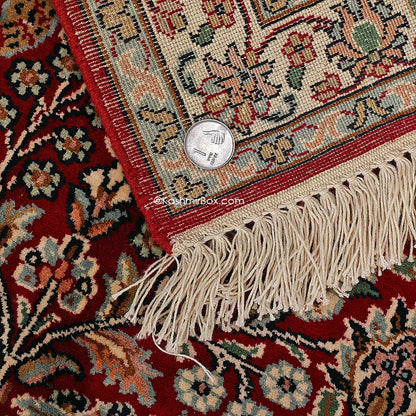 Red Janwardar Carpet - KashmirBox.com