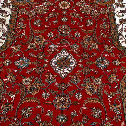 Red Kirman Silk Carpet - KashmirBox.com