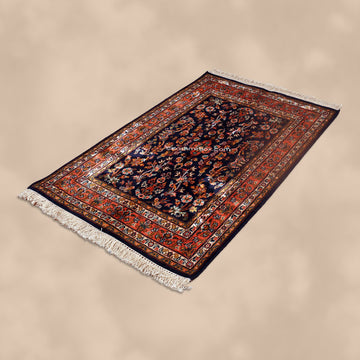 Black All Over Silk Carpet - KashmirBox.com