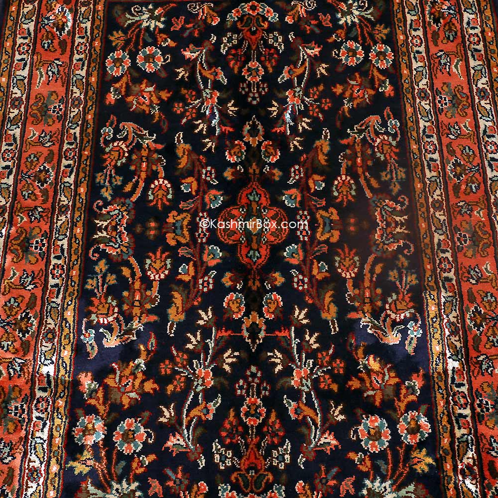 Black All Over Silk Carpet - KashmirBox.com