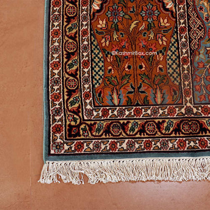 Black Hamadan Silk Carpet - KashmirBox.com