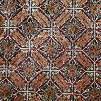 Black Khatam Band Silk Carpet - KashmirBox.com