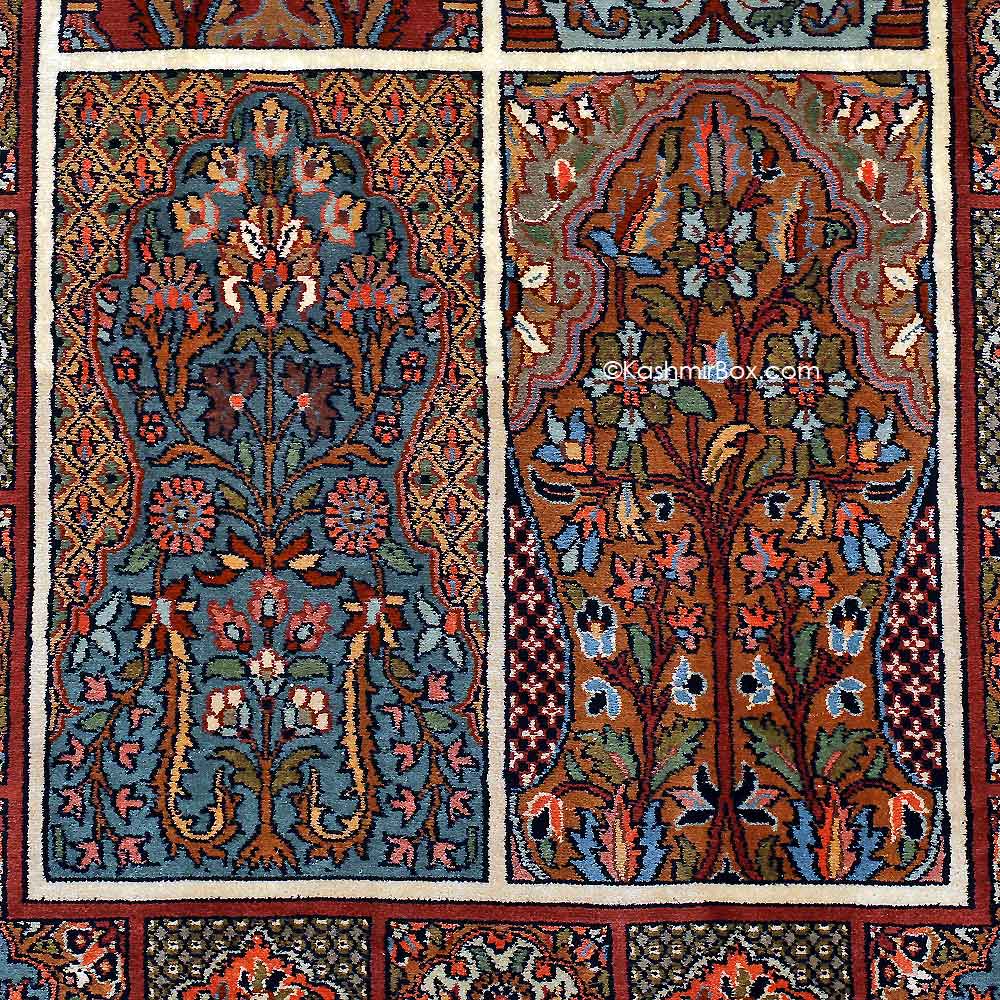 Fawn Hamadan Silk Carpet - KashmirBox.com