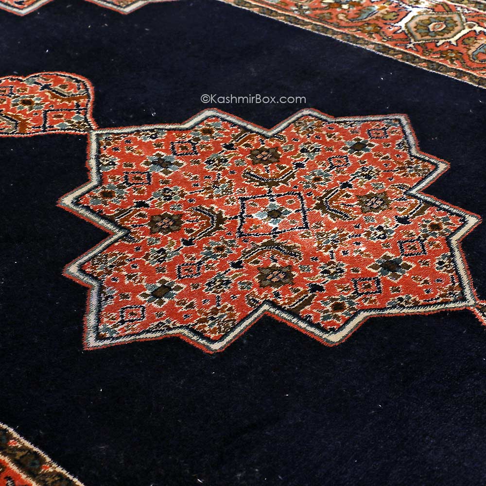 Black Safapuri Silk Carpet - KashmirBox.com