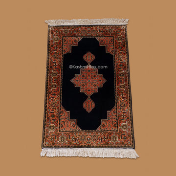 Black Safapuri Silk Carpet - KashmirBox.com