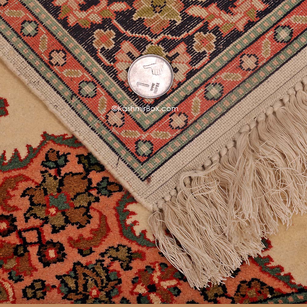 Off White Oppon Silk Carpet - KashmirBox.com