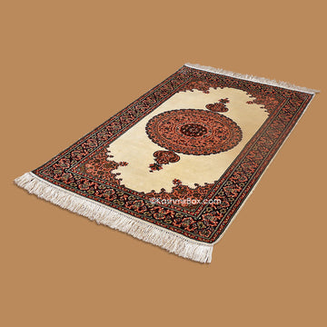 Off White Oppon Silk Carpet - KashmirBox.com