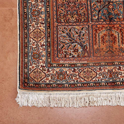 White Royal Taj Silk Carpet - KashmirBox.com
