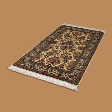 Cream All Over Silk Carpet - KashmirBox.com