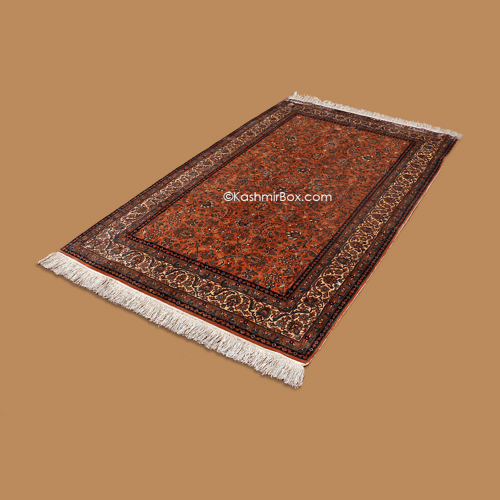 Brown All Over Silk Carpet - KashmirBox.com