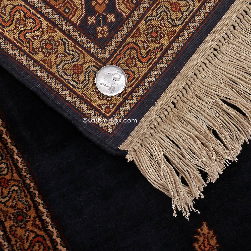 Black Ardabil Silk Carpet - KashmirBox.com