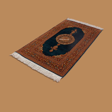Blue Oppan Silk Carpet - KashmirBox.com