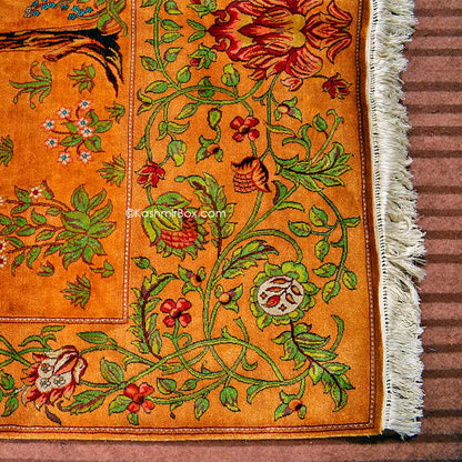 Orange Tree of Life Silk Carpets - KashmirBox.com