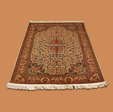 Creme Kashan Silk Carpet - Kashmir Box