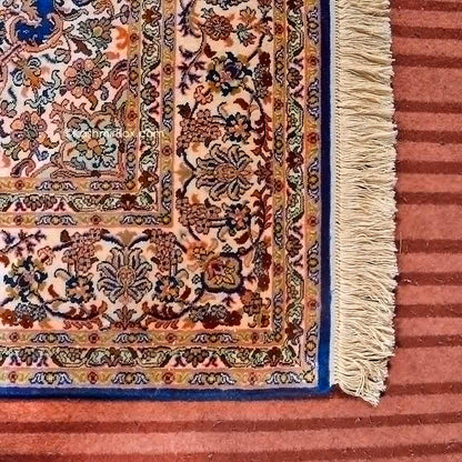 Ferozi Kashan Silk Carpet - KashmirBox.com