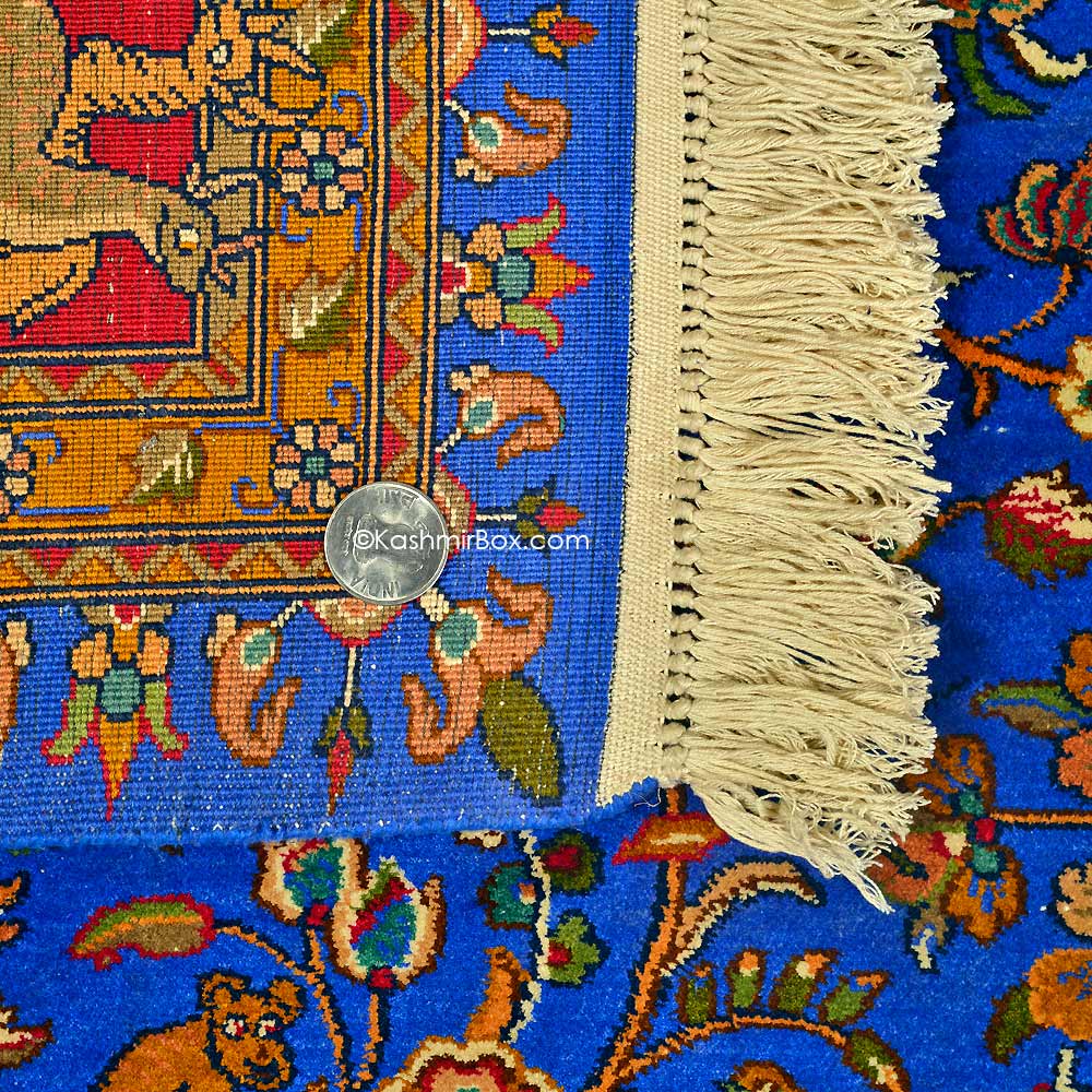 Ink Blue Tree of Life Silk Carpet - KashmirBox.com