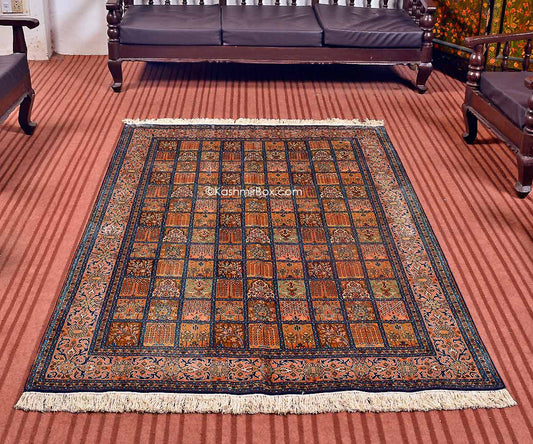 Blue JKD Silk Carpet - KashmirBox.com