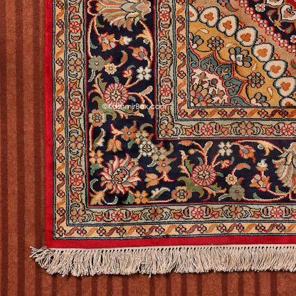 Buy Red Kashan Silk Cotton Carpet | Kashmir Box - KashmirBox.com