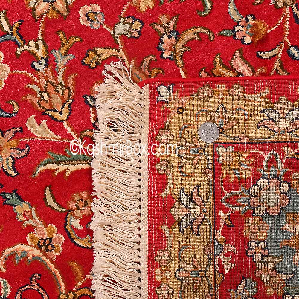 Red Kirman Silk Cotton Carpet - KashmirBox.com
