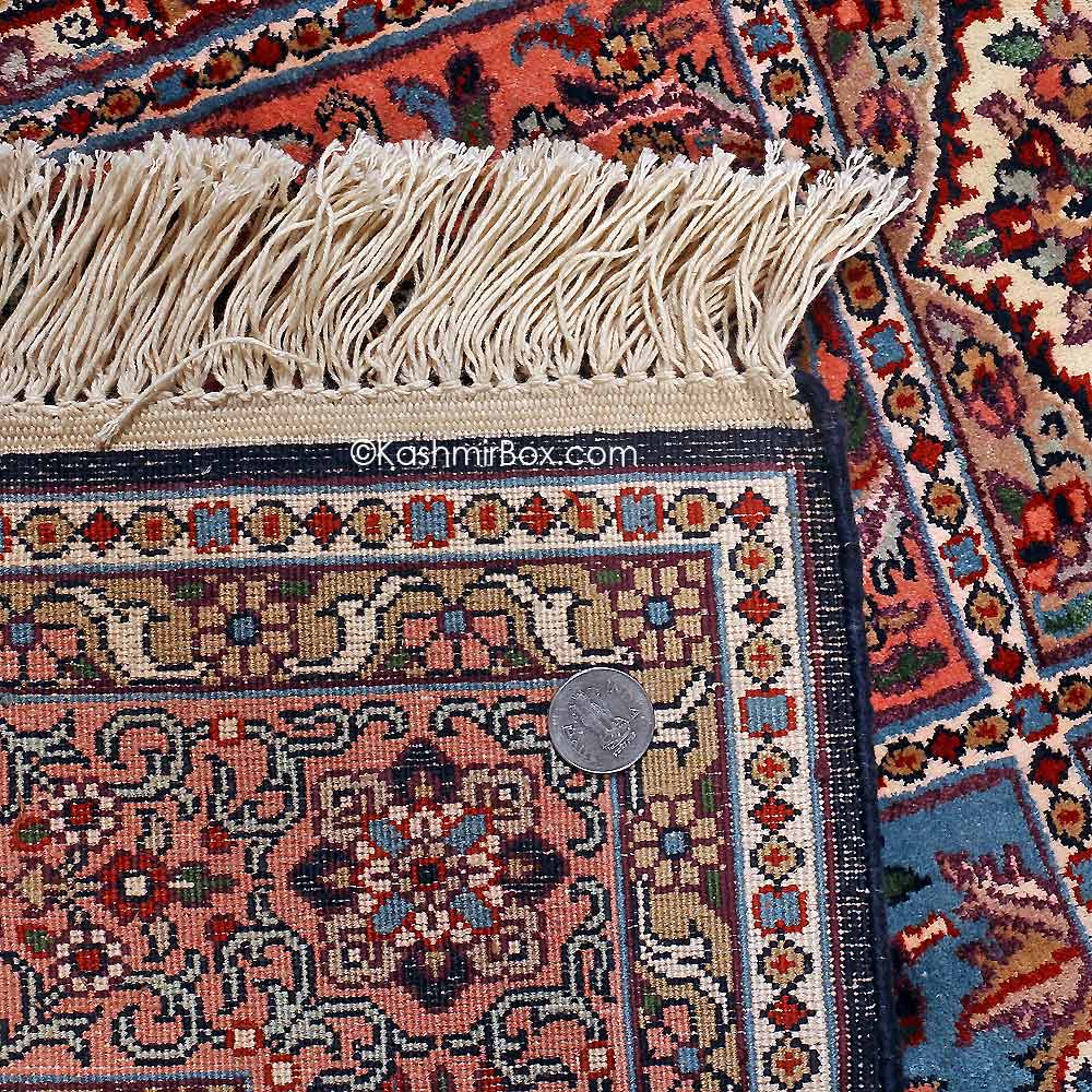 Blue Royal Taj Silk Cotton Carpet - KashmirBox.com
