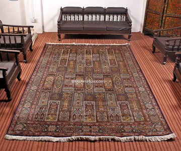 Blue Ghumm Silk Cotton Carpet - KashmirBox.com