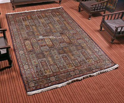 Blue Ghumm Silk Cotton Carpet - KashmirBox.com