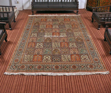 Pastel Royal Taj Silk Cotton Carpet - KashmirBox.com