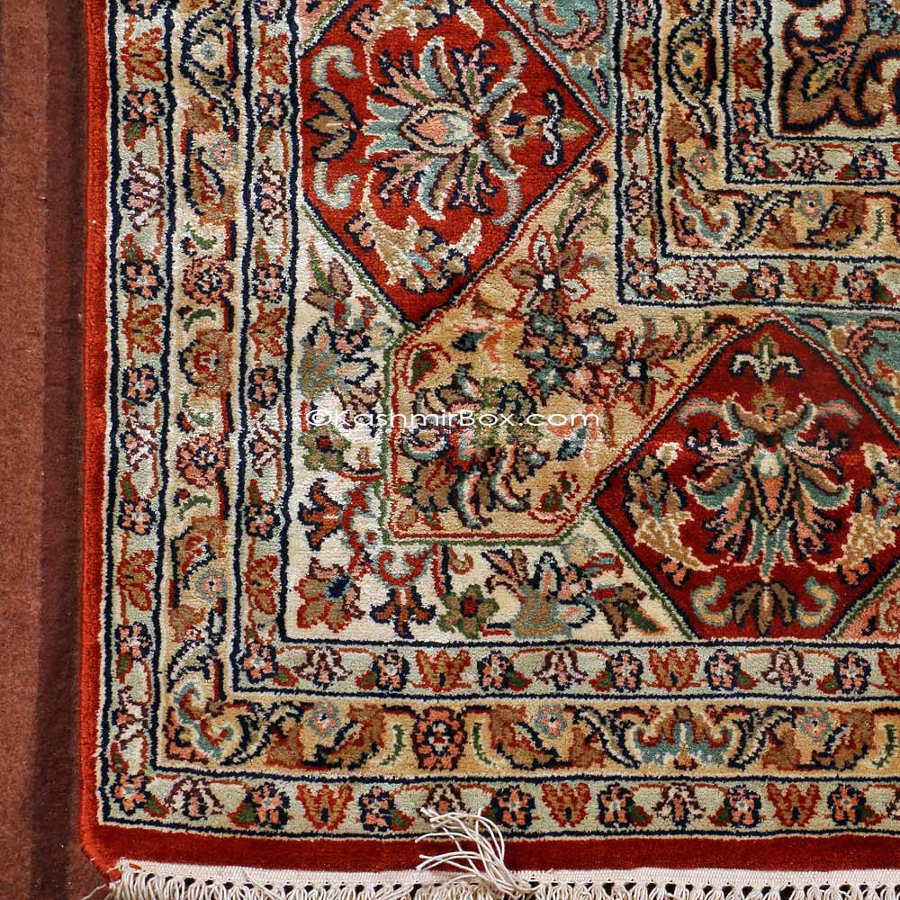 Crimson Royal Taj Silk Cotton Carpet - KashmirBox.com