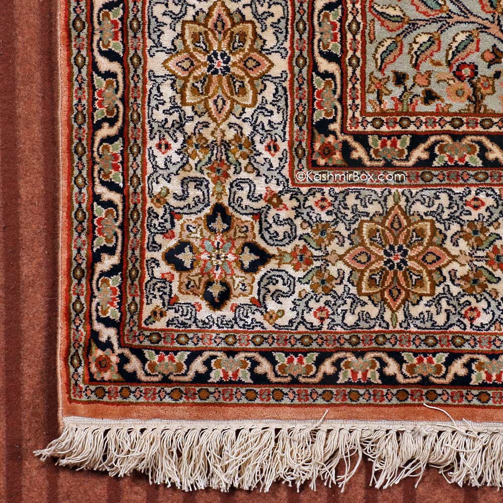 Crimson Royal Taj Silk Cotton Carpet - KashmirBox.com