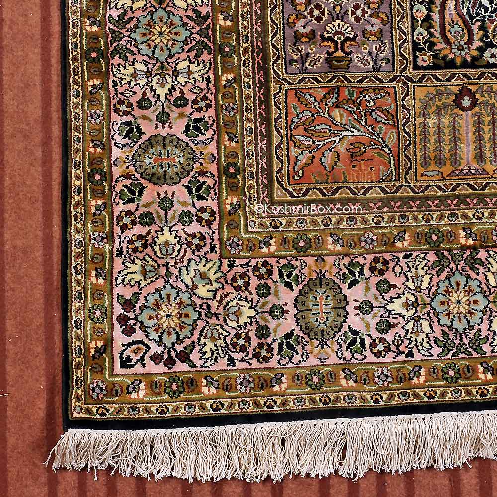Black Dabdar Staple Carpet - KashmirBox.com