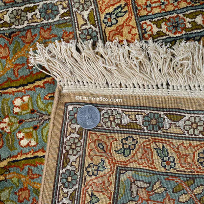 Fawn Hamdan Silk Carpet - KashmirBox.com