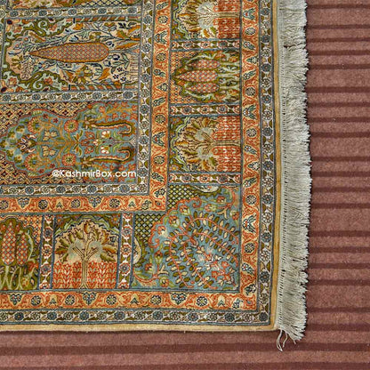 Fawn Hamdan Silk Carpet - KashmirBox.com