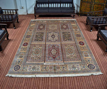 Large Dabdar Silk Carpet - KashmirBox.com