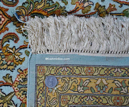 Pastel Blue Kashan Silk Carpet - KashmirBox.com