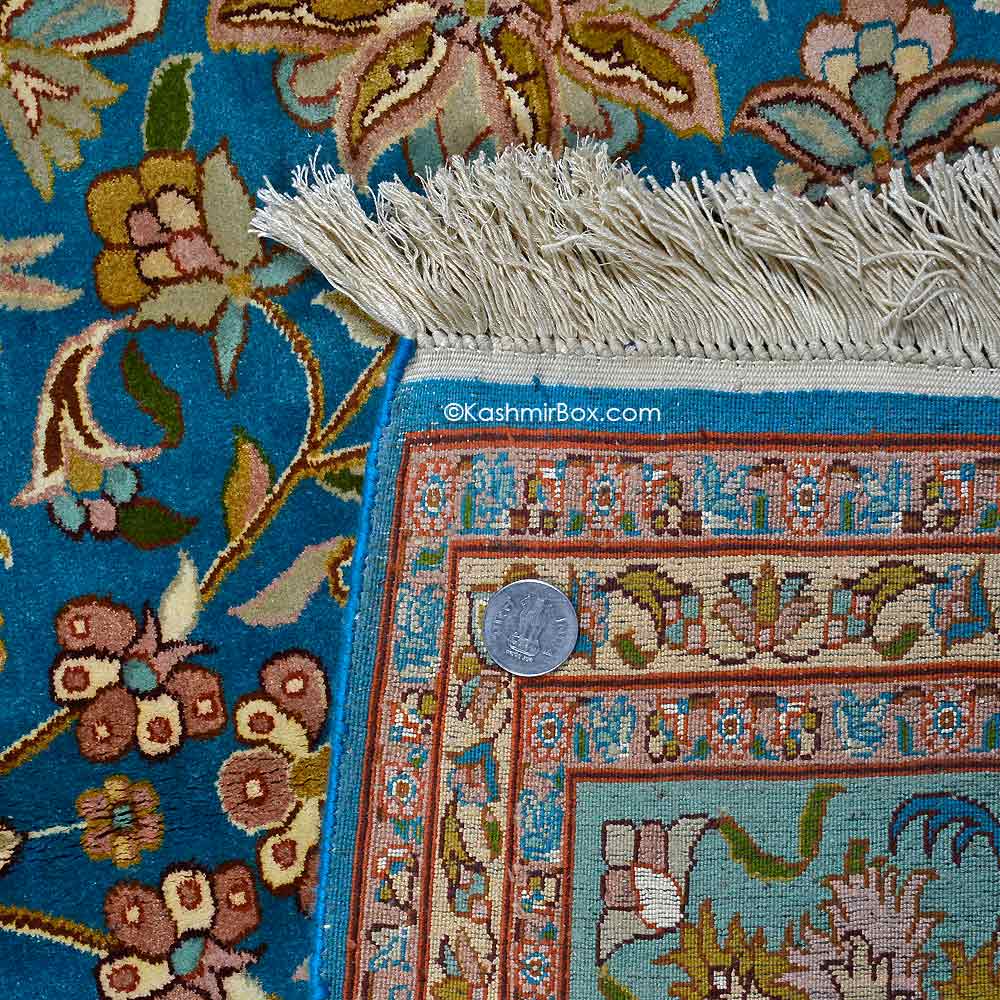 Ferozi All Over Silk Carpet - KashmirBox.com