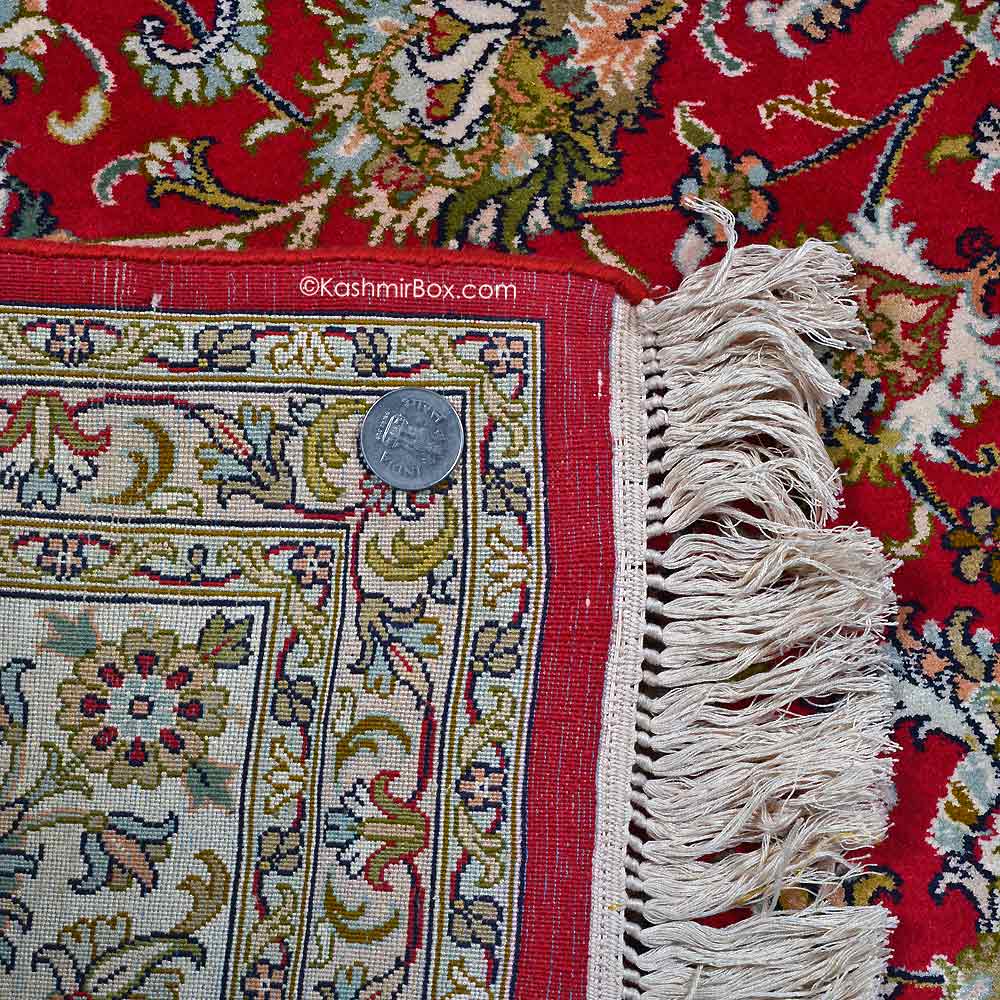 Red Kashan Silk Carpet - KashmirBox.com