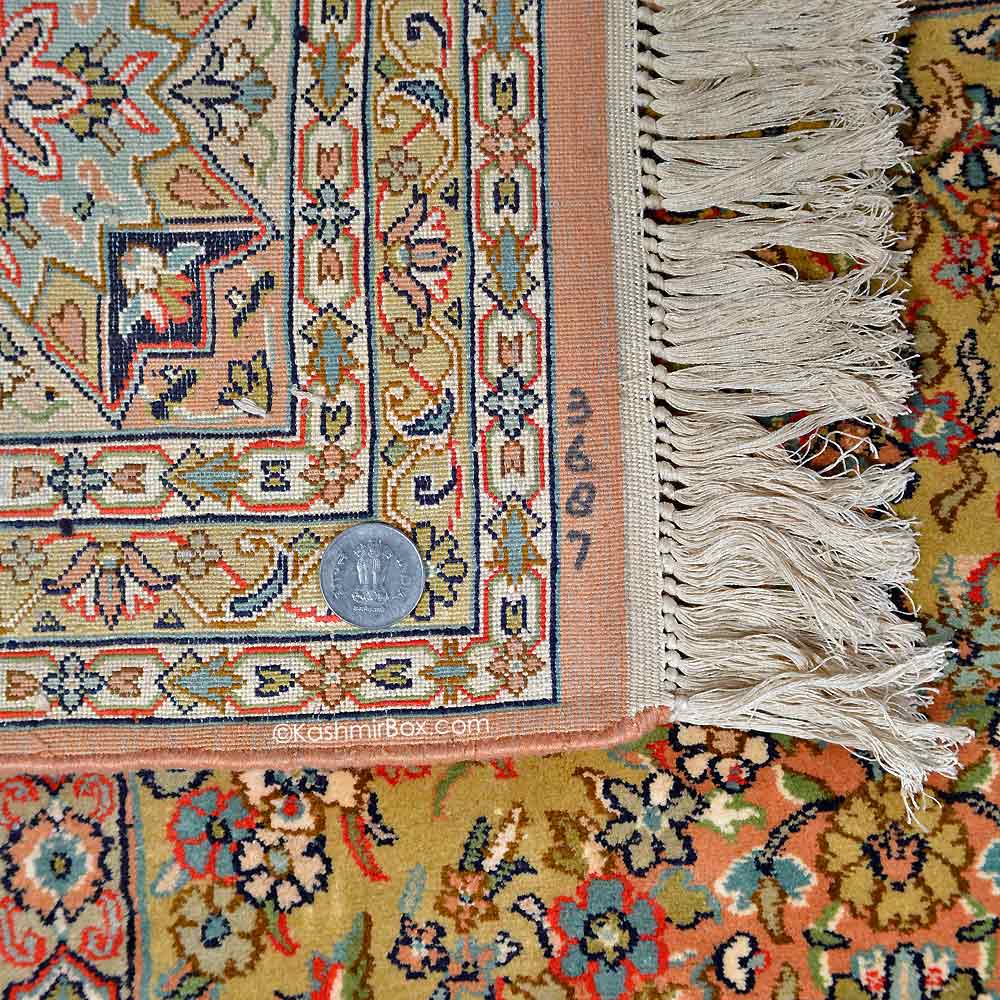 Brown Dabdar Silk Carpet - KashmirBox.com