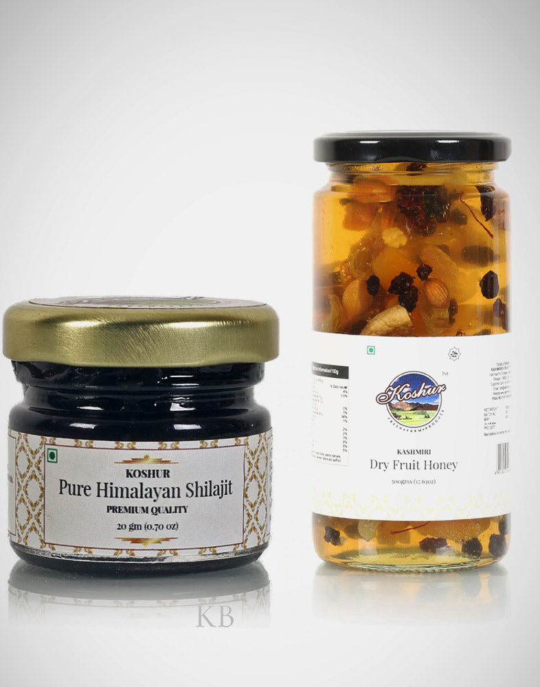 Koshur Dry Fruit Mix Acacia Honey and Shilajit Combo - Kashmir Box