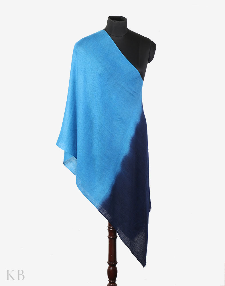 Neel Blue Dip Dye Cashmere Pashmina Stole - Kashmir Box