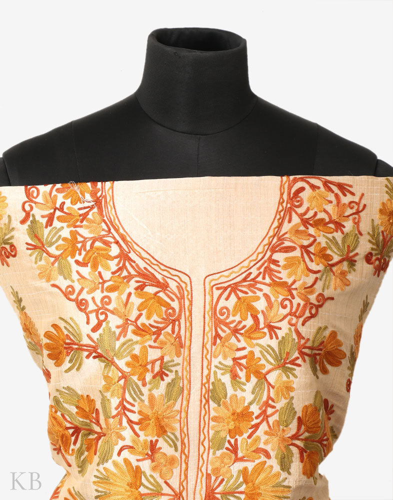 Golden Kasheeda Work Silk Suit - Kashmir Box