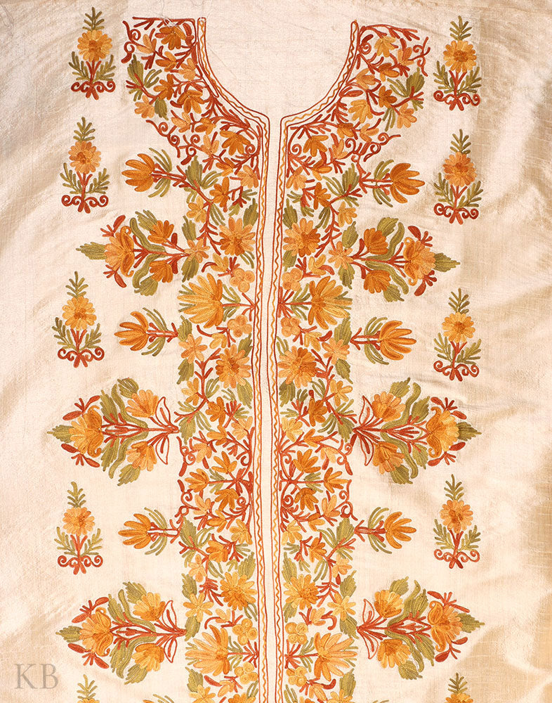Golden Kasheeda Work Silk Suit - Kashmir Box