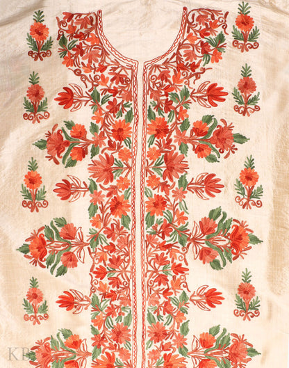 Gold Kashida Embroidered Silk Suit - Kashmir Box