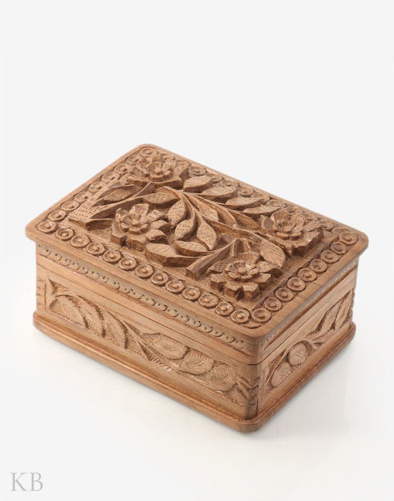 Spring Bloom Walnut Wood Box - Kashmir Box