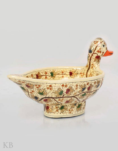 Cream Paper Mache Decorative Duck - Kashmir Box