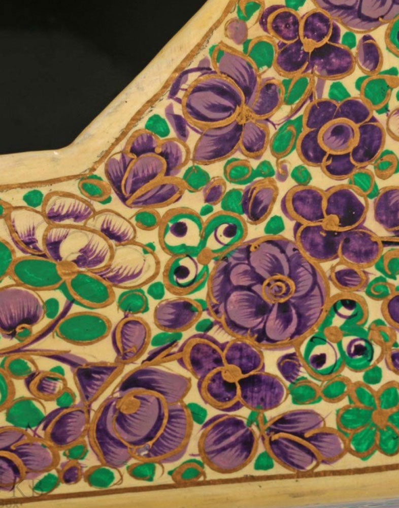 Creme Purple Floral Paper Mache Tissue Box - Kashmir Box