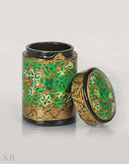 Green Paper Mache Toothpick Holder - Kashmir Box