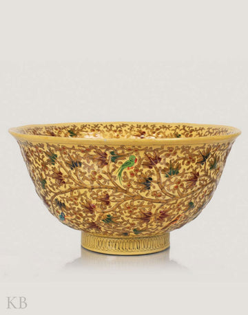 Golden Handcrafted Paper Mache Bowl - Kashmir Box
