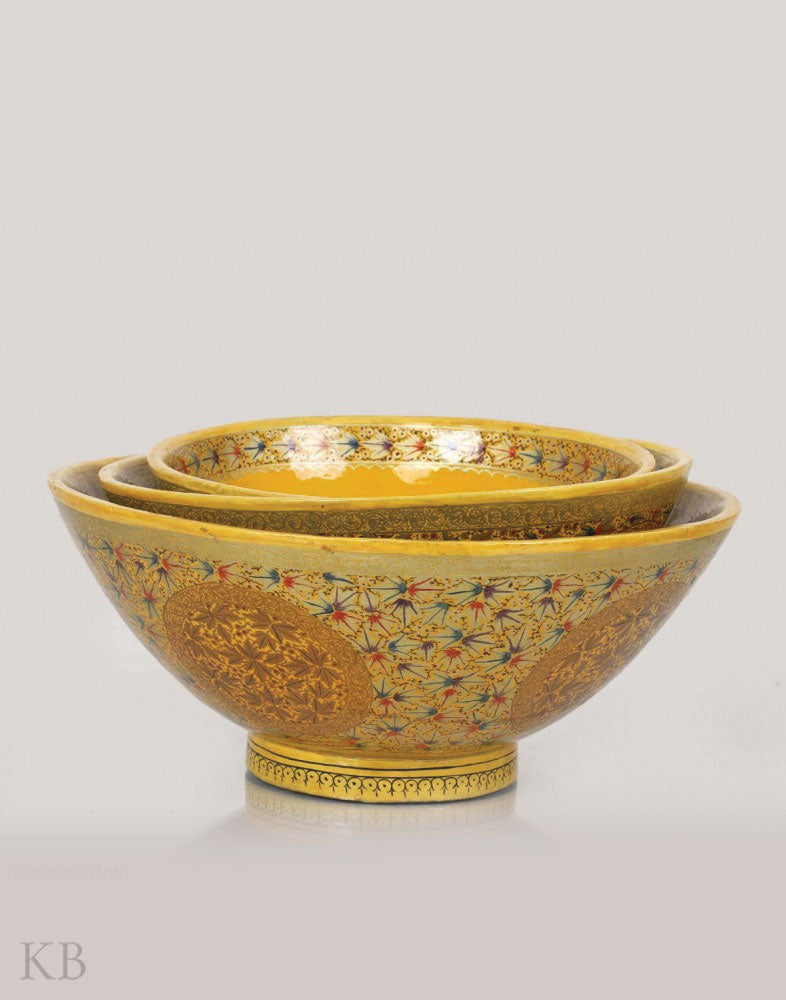 Buy Mustard Handcrafted Paper Mache Bowl (Set of 3) at Best Prices ...