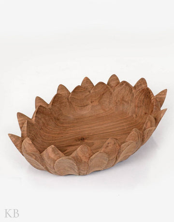 Walnut Wood Leaved Handmade Bowl - Kashmir Box